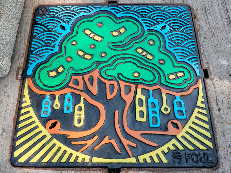 Дизайнерский чугунный люк в Гонконге Дизайнерский чугунный люк в Лам Цюн